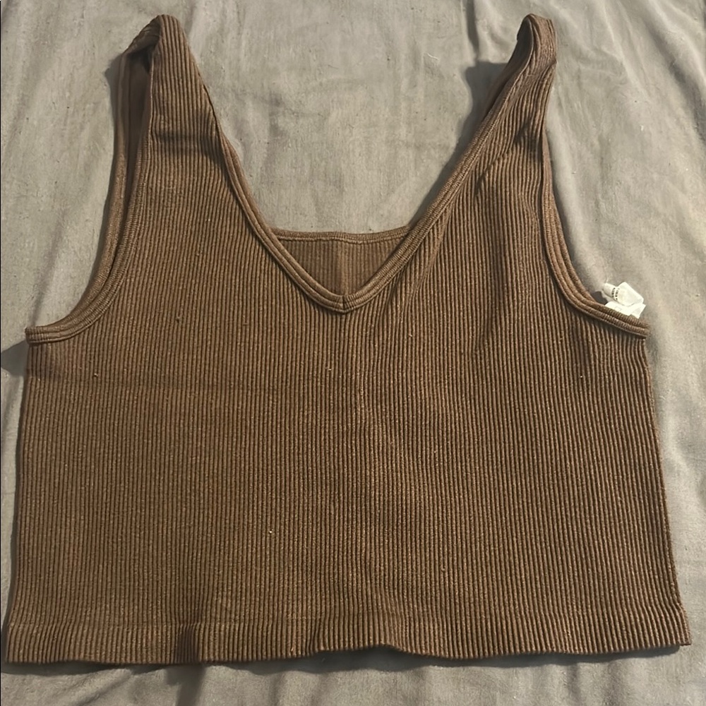 Aeropostale Brown Ribbed Tank Top